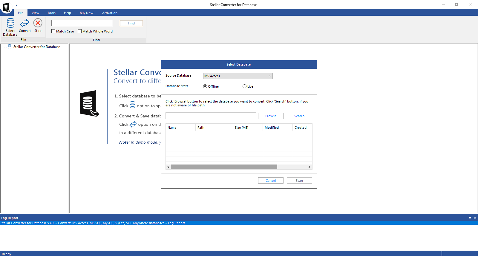 Windows 10 Stellar Converter for Database full