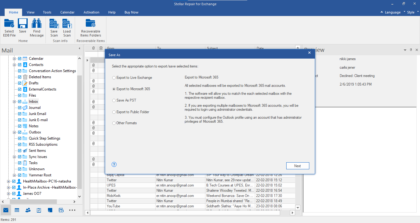 export to office 365