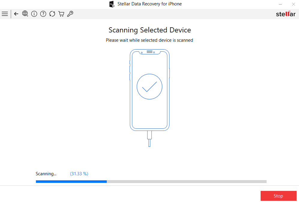 Stellar Data Recovery for iPhone - Scanning iPhone