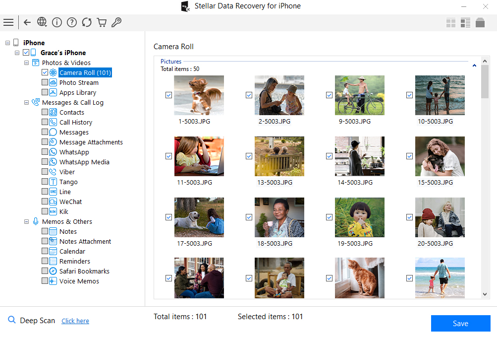 Stellar Data Recovery for iPhone - Select Camera Roll