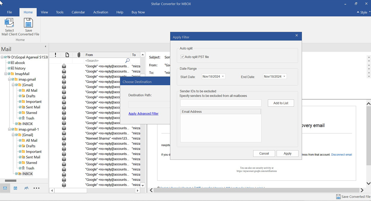 Saving Complete message, when the converted data is saved to PST