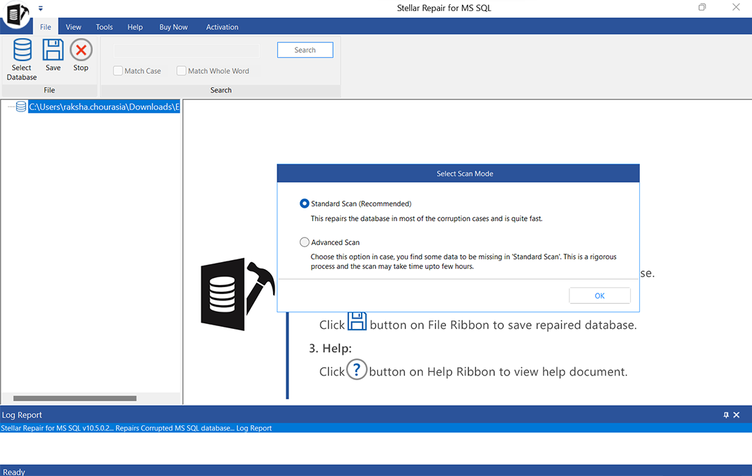 Click Repair to start scanning and repair process