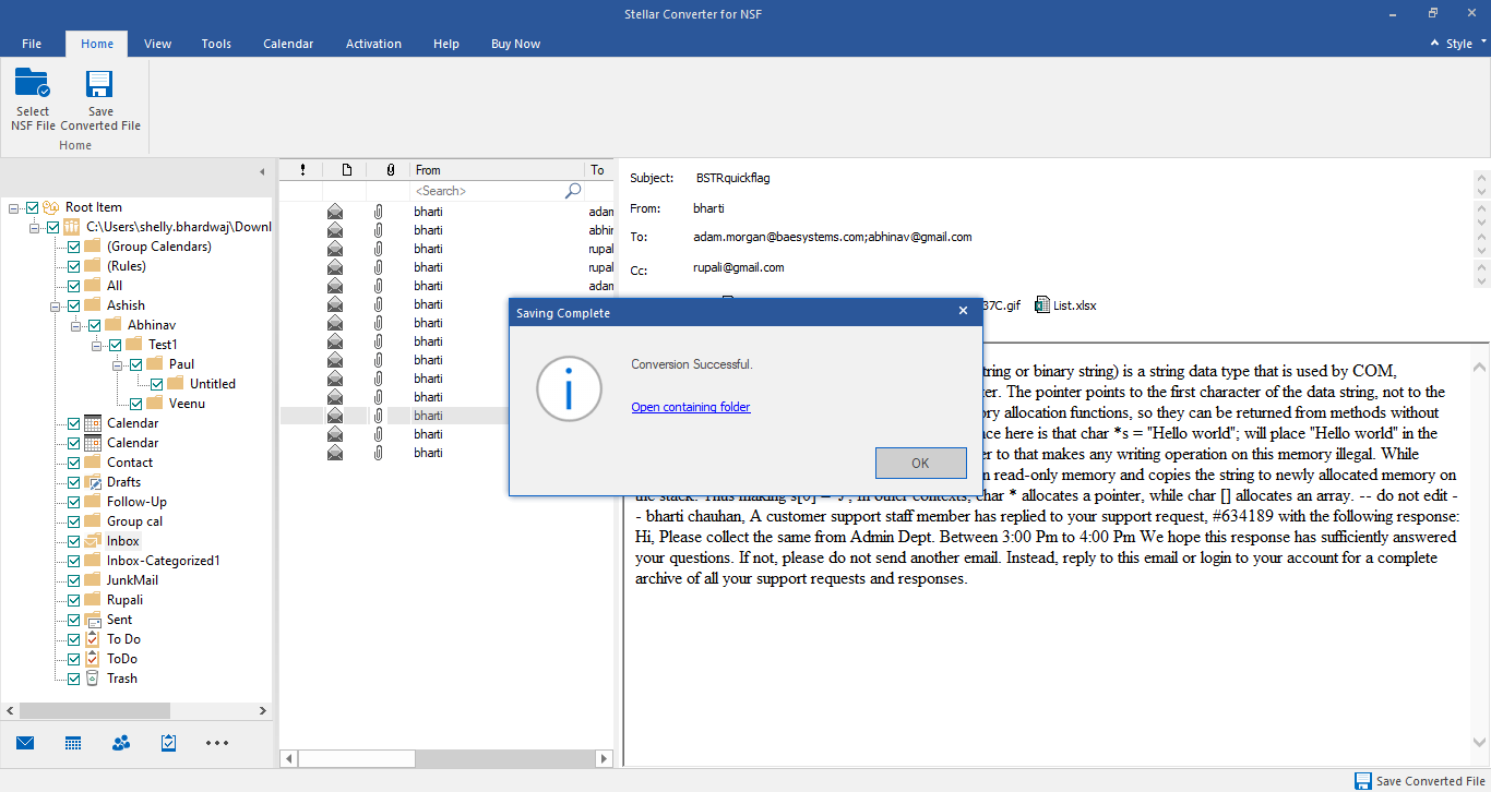 Stellar Converter for NSF conversion complete