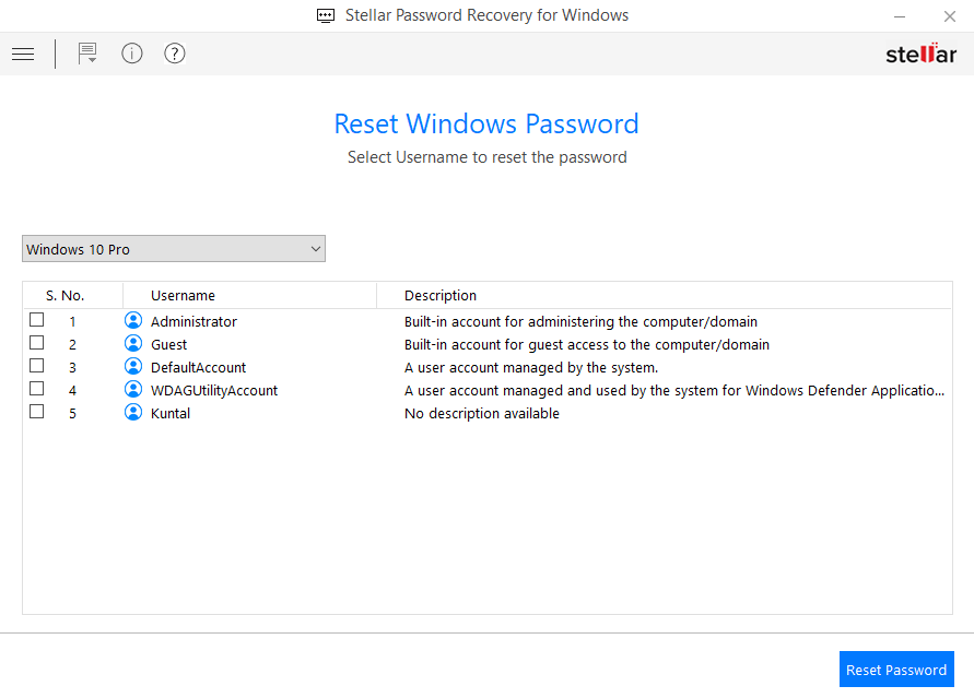 Stellar Password Recovery for Windows