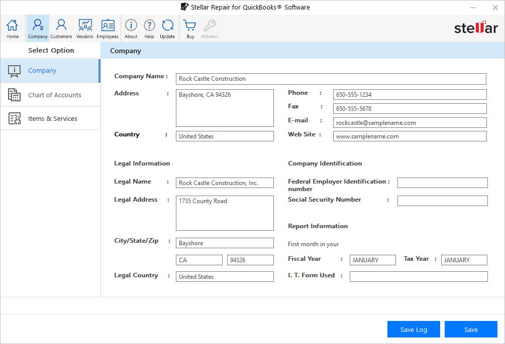 preview of the repaired QuickBooks file