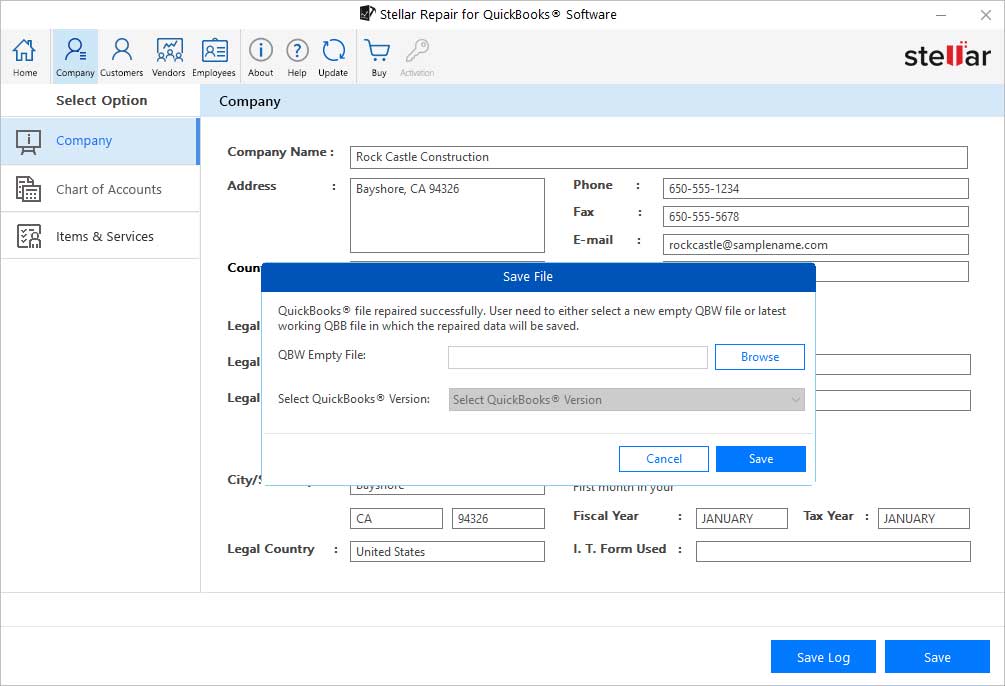 select working backup file (QBB) to recover the data