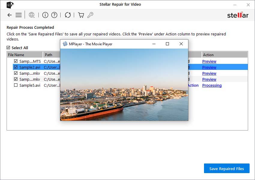 Stellar Repair for Video -  Save Repaired Files
