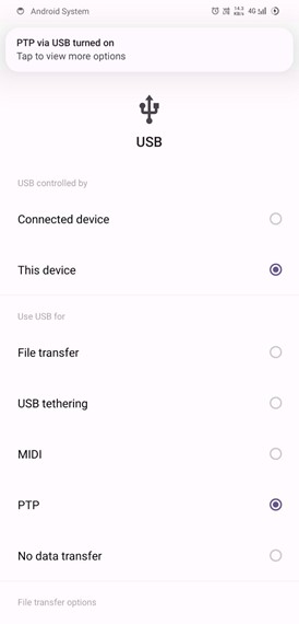 Change the USB mode