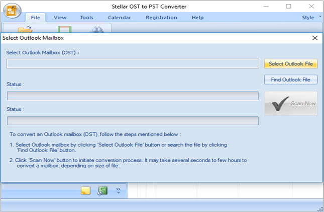 Stellar OST to PST Converter - select file