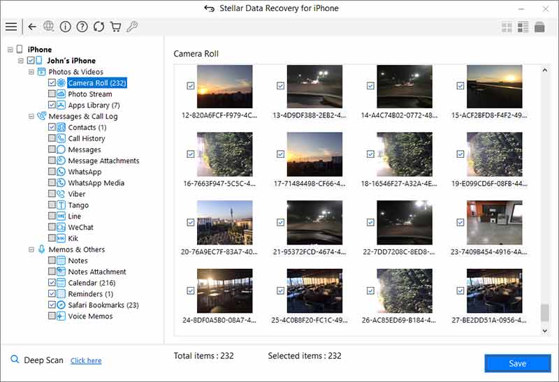 Stellar Data Recovery for iPhone - Preview Camera Roll Images