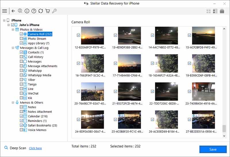 Stellar Data Recovery for iPhone - select “camera roll