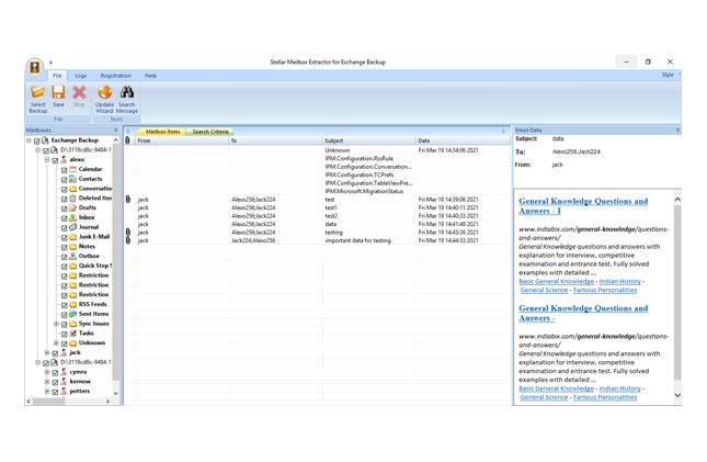 Mailbox Extractor for Exchange Backup