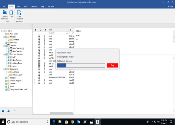 Stellar Converter for GroupWise Scanning a Mailbox