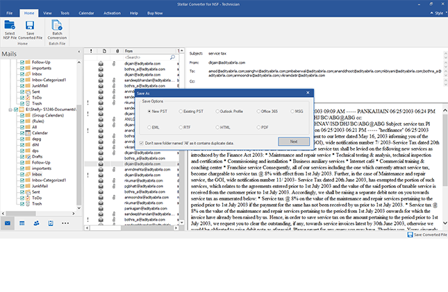 NSF to PST Converter