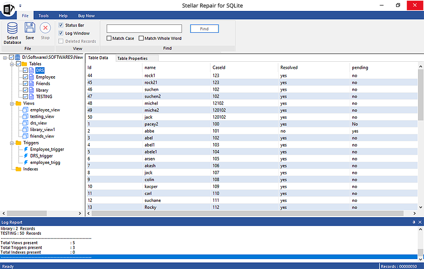 Stellar Repair for SQLite