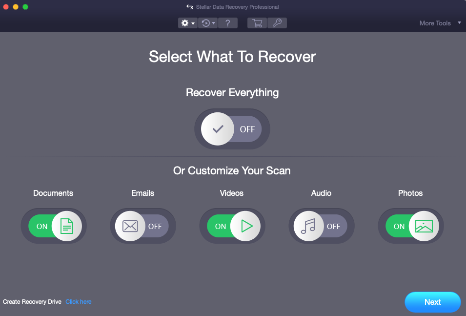 Select-data-for-recovery
