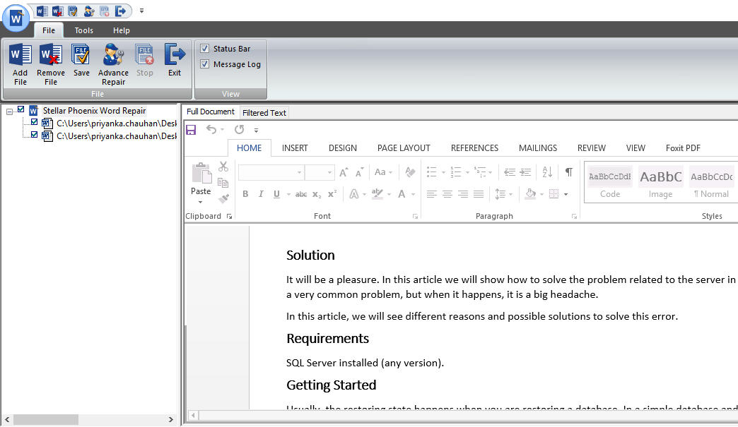 Preview of word file