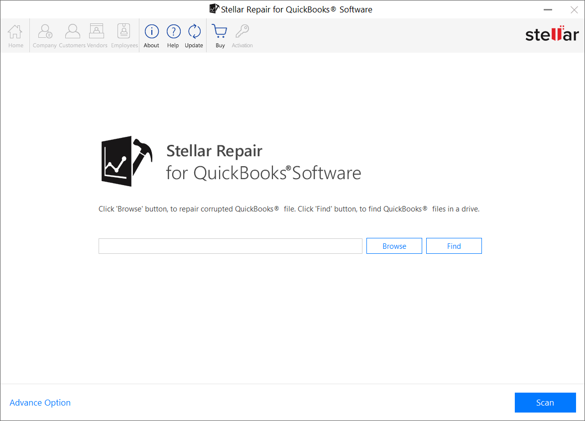 Main screen QuickBooks repair software